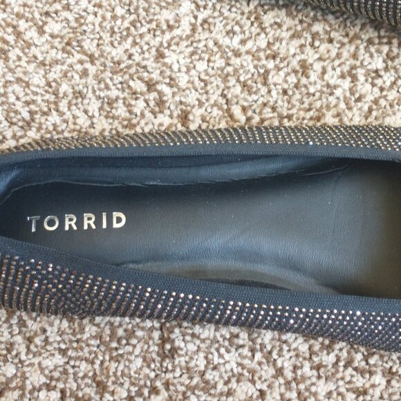 Women's Torrid Black Embellished Rhinestone Pointed Toe Slip On Flats Size 11WW - Picture 13 of 14